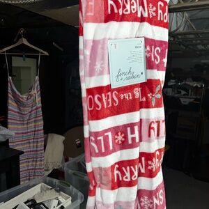 Finch + Robin Red and White Holiday Throw Blanket